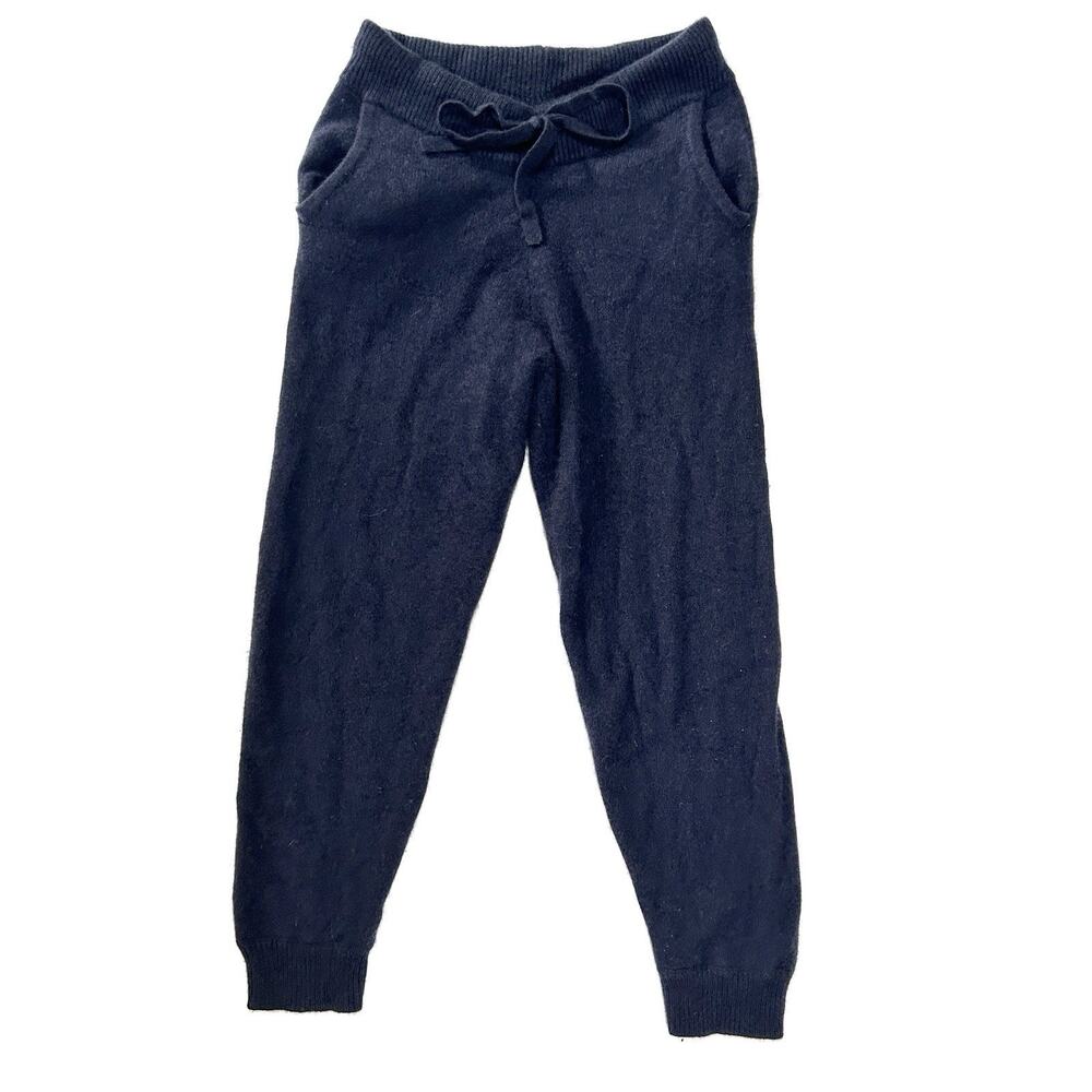 Naked 100% Cashmere Jogger Pants Womens‎ Luxury Cropped Petite Navy Blue Small